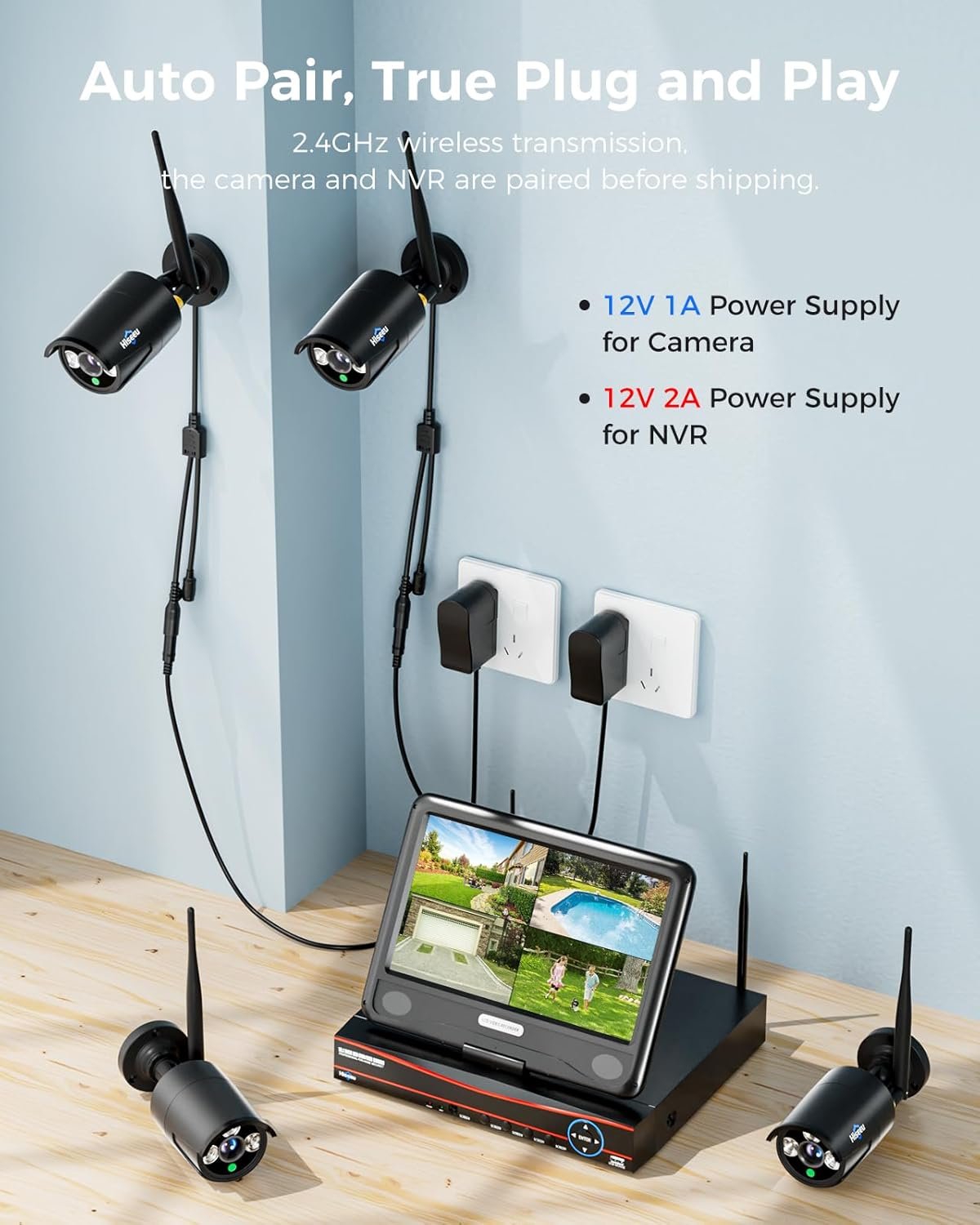 Hiseeu 16CH Wireless Security Camera System with 10.1" Monitor & 1TB HDD | 5MP Outdoor Home Surveillance Kit 2 Hiseeu 16CH Wireless Security Camera System with 10.1" Monitor & 1TB HDD | 5MP Outdoor Home Surveillance Kit - Image 2