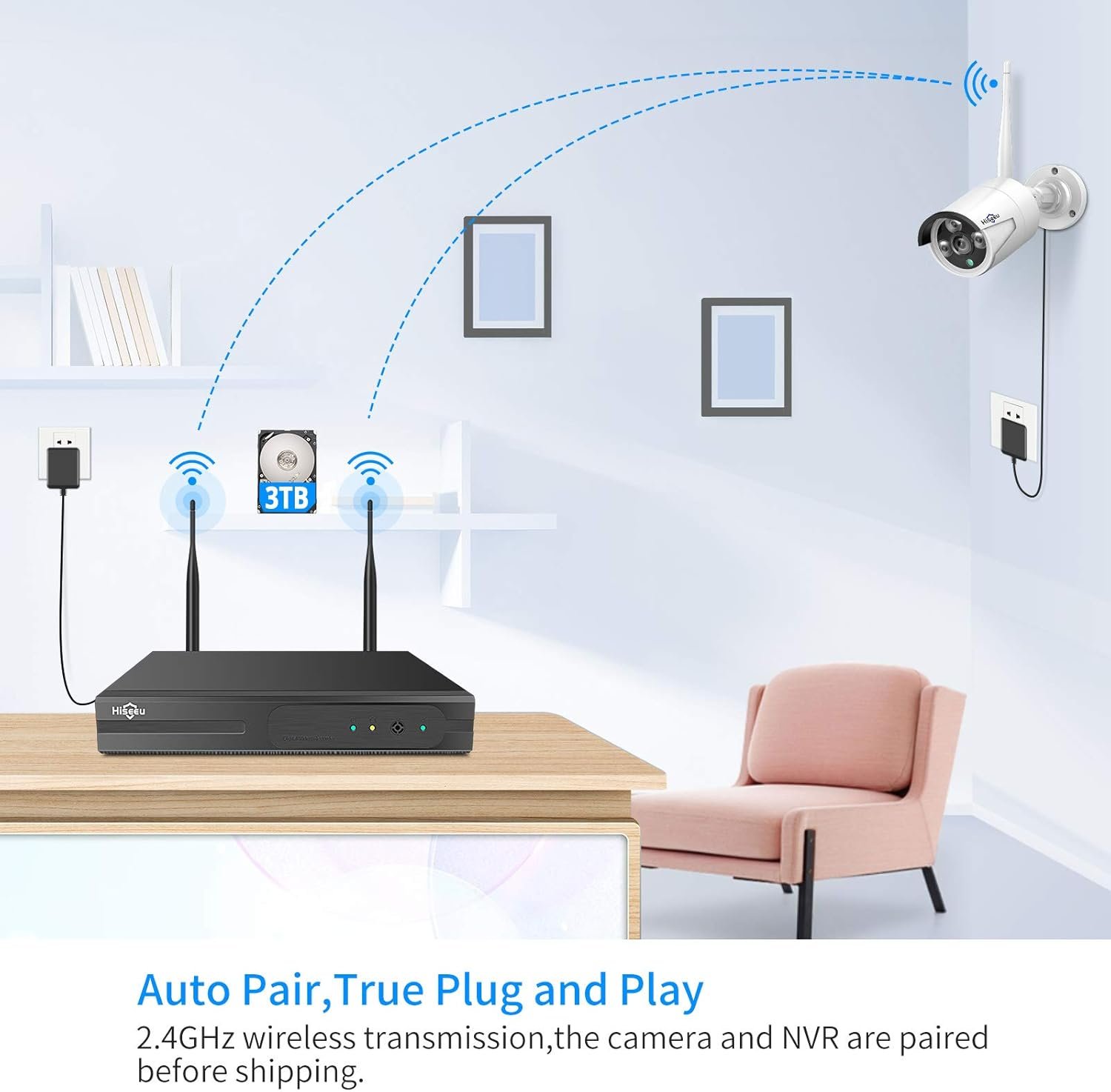 Hiseeu 16CH Wireless Security Camera System with 10.1" Monitor & 1TB HDD | 5MP Outdoor Home Surveillance Kit 3 Hiseeu 16CH Wireless Security Camera System with 10.1" Monitor & 1TB HDD | 5MP Outdoor Home Surveillance Kit - Image 3