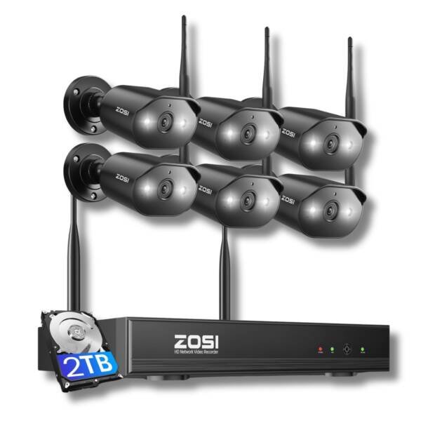 ZOSI 2K Wi-Fi 6 Security Camera System with 2TB HDD